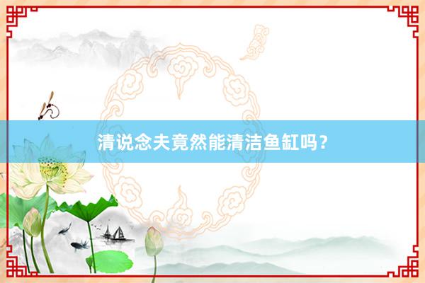 清说念夫竟然能清洁鱼缸吗？
